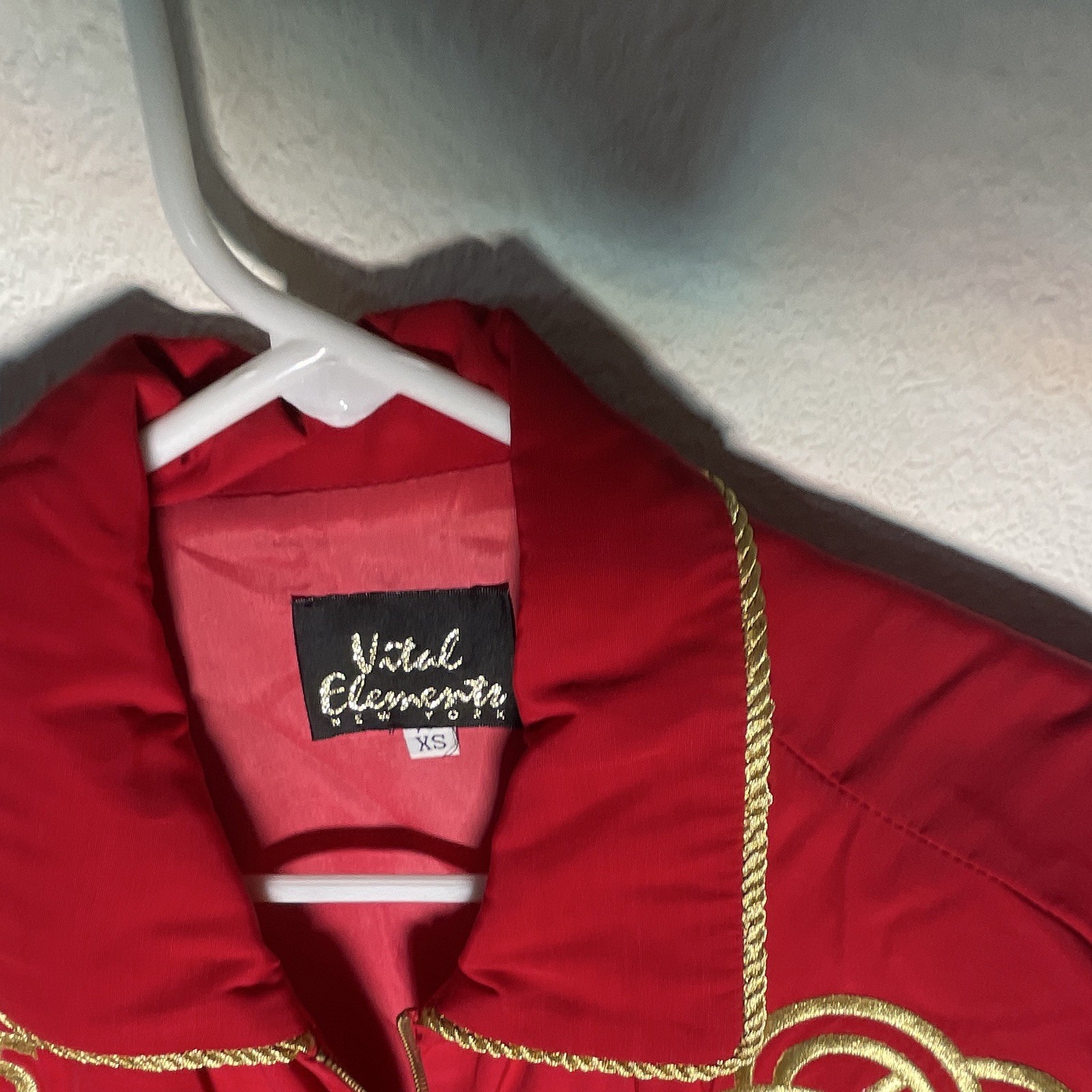 Viral Elements Red/Gold Embroidered Zip Jacket & Pants Pant Suit Set XS