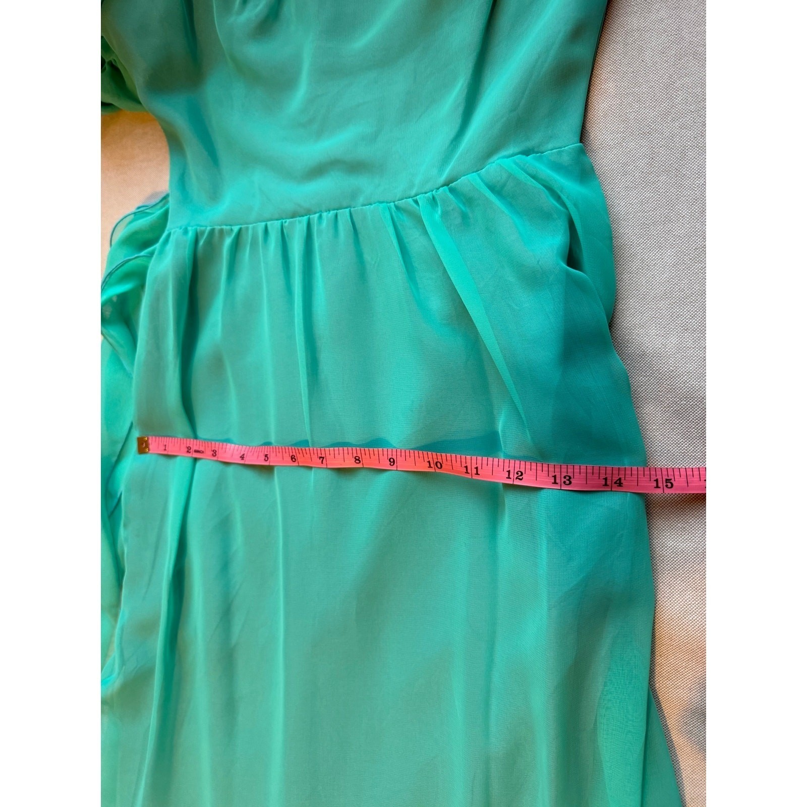 VTG House of Bianchi Gown Sz XS 0-2 Maxi Dress Empire Aqua Cottagecore Romantic