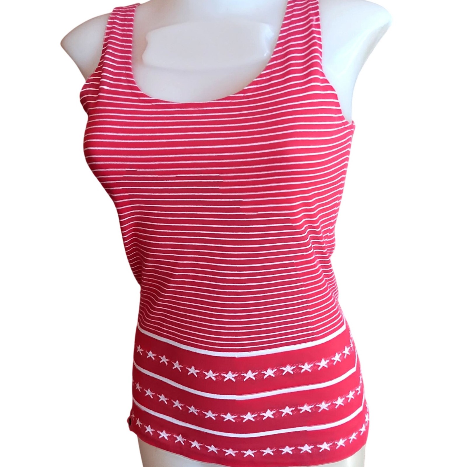 True Vintage Tank Top Small 1970s Red Star Print by Bobbie Brooks Shirt Hippy