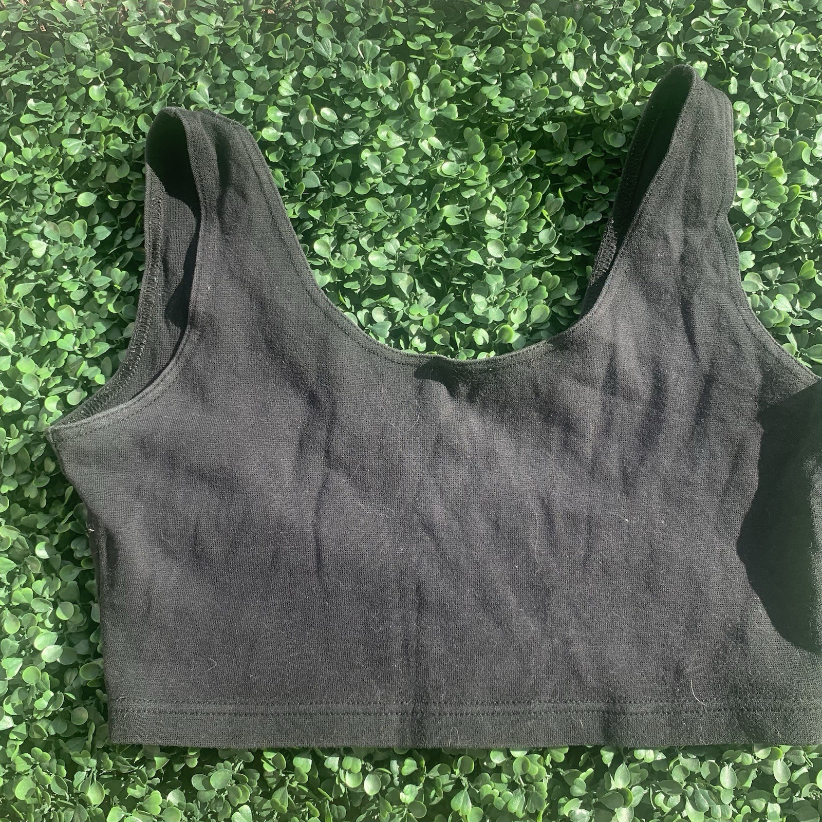 Vintage 80s 90s stretch cotton black activewear crop top