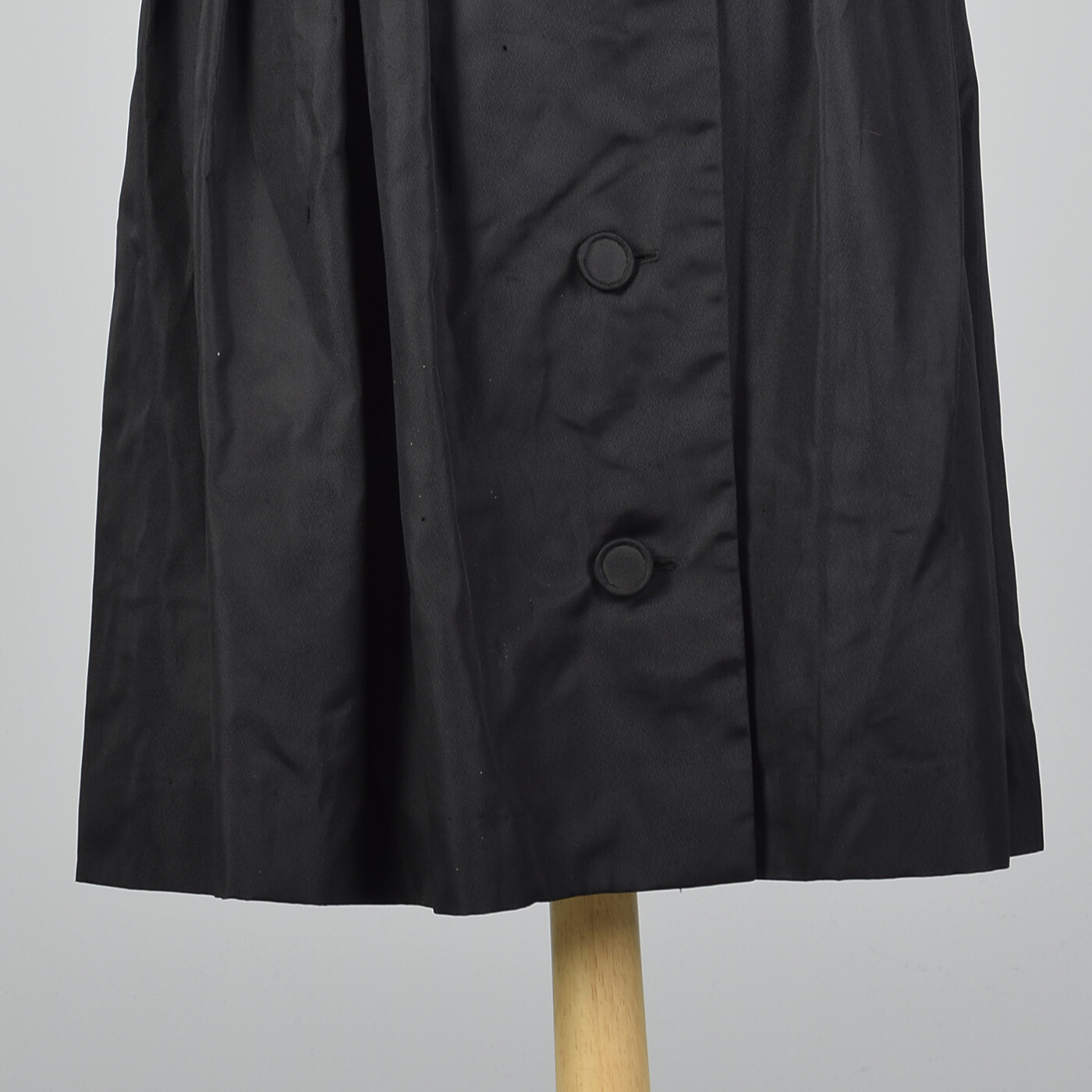 S 1950s Black Faille Dress Button Front Cocktail Party Evening Wear 50s Vintage