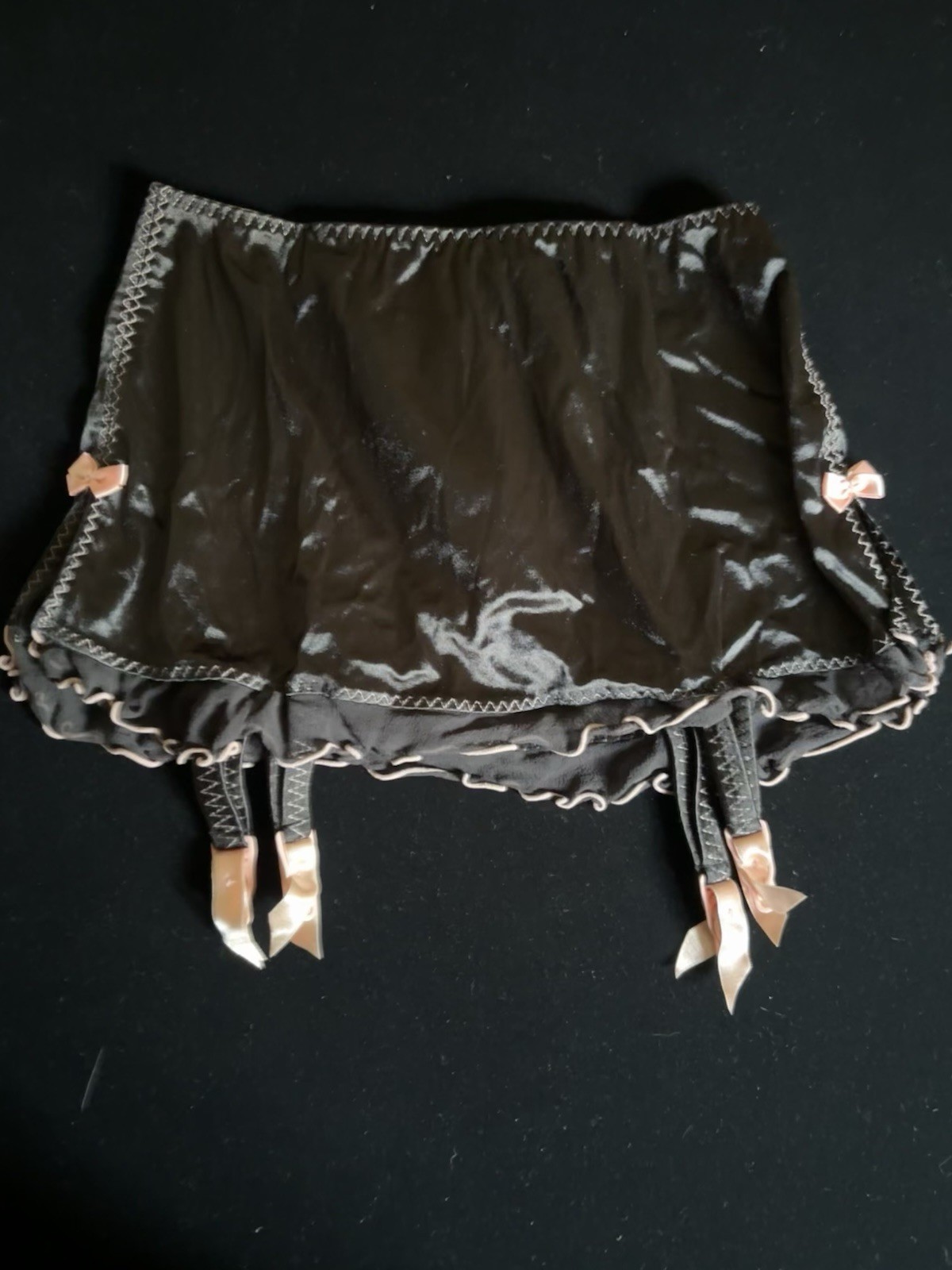Vintage Victoria’s Secret Second Skin Satin Black Sissy Garter Skirt M