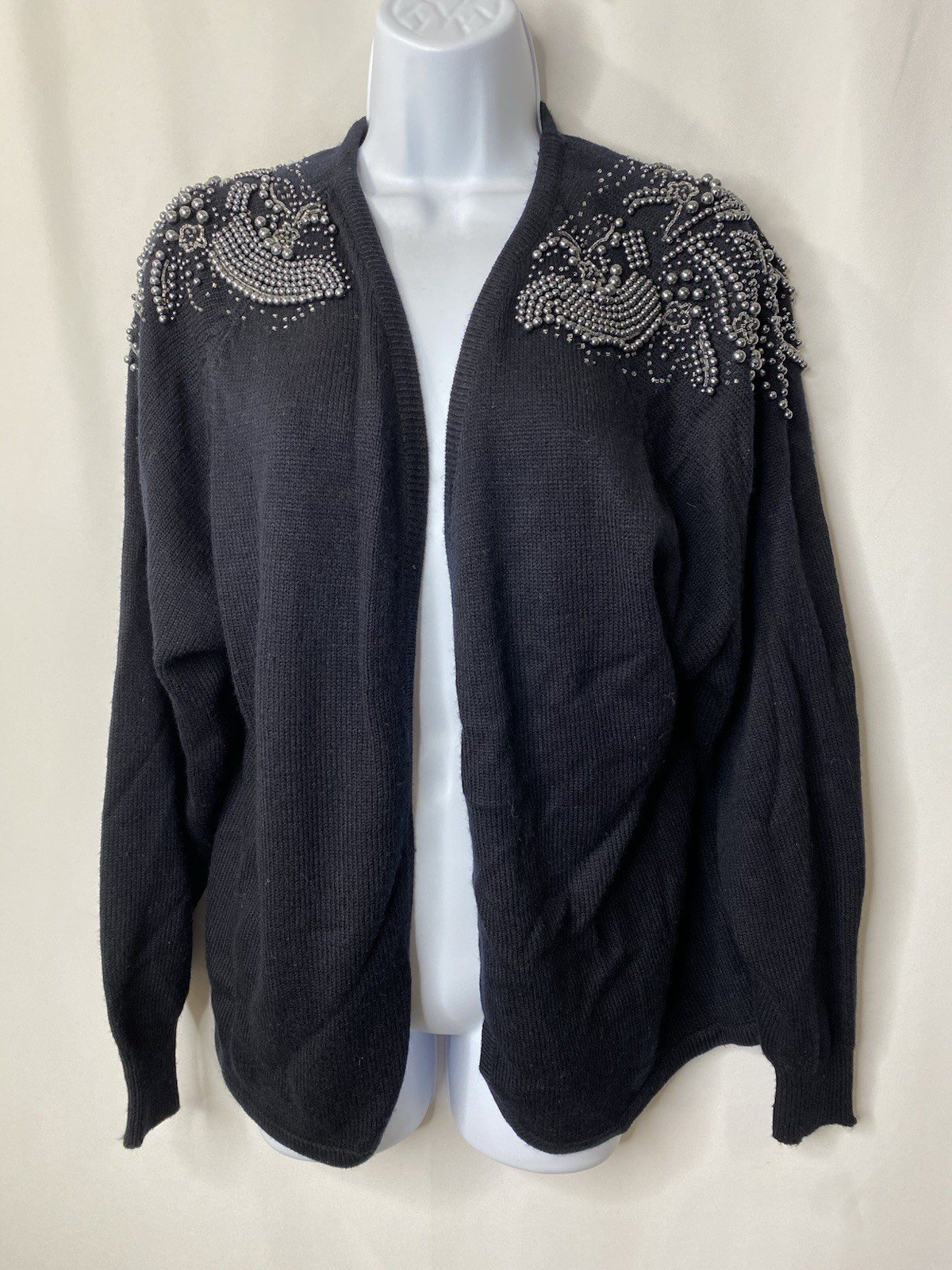 Vintage Darian Womens Beaded Y2K Sweater Cardigan Size Lg Art To Wear Eclectic