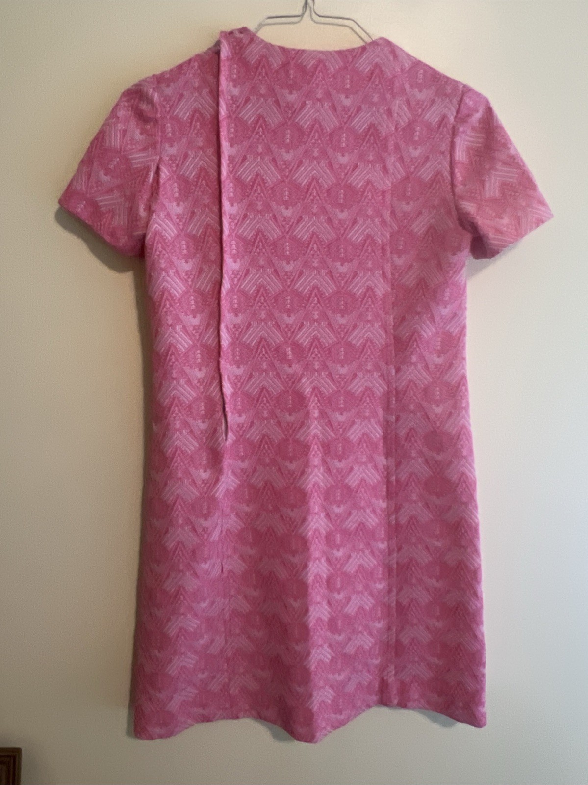 Vintage 1960s Pink Mod Shift Dress Handmade A-Line Retro Cottagecore