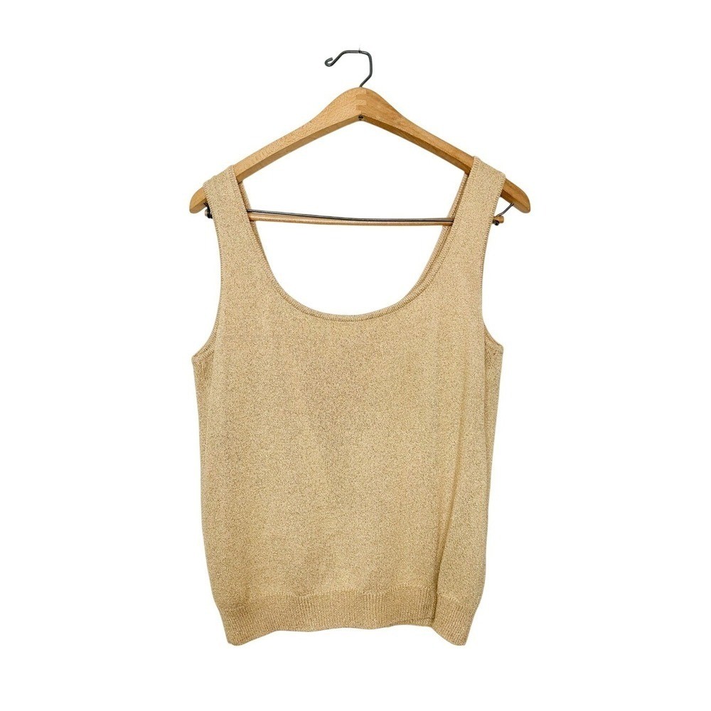 St. Johns Basics Vintage 90s Sparkle Gold Sleeveless Knit Tank Top Large L
