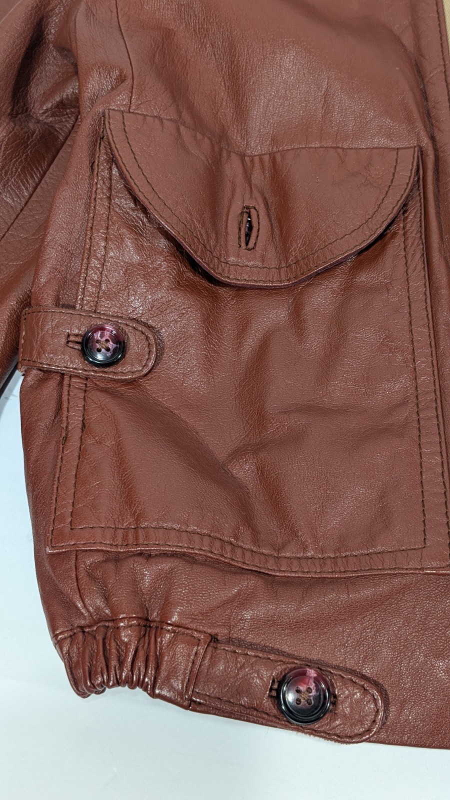 Vegas Martin Bernard leather jacket women size small cognac brown vintage 1970s