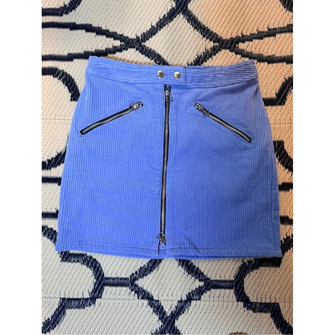 Rag and Bone Corduroy Zip-Front Mini Skirt in periwinkle blue edgy cool girl Sz4