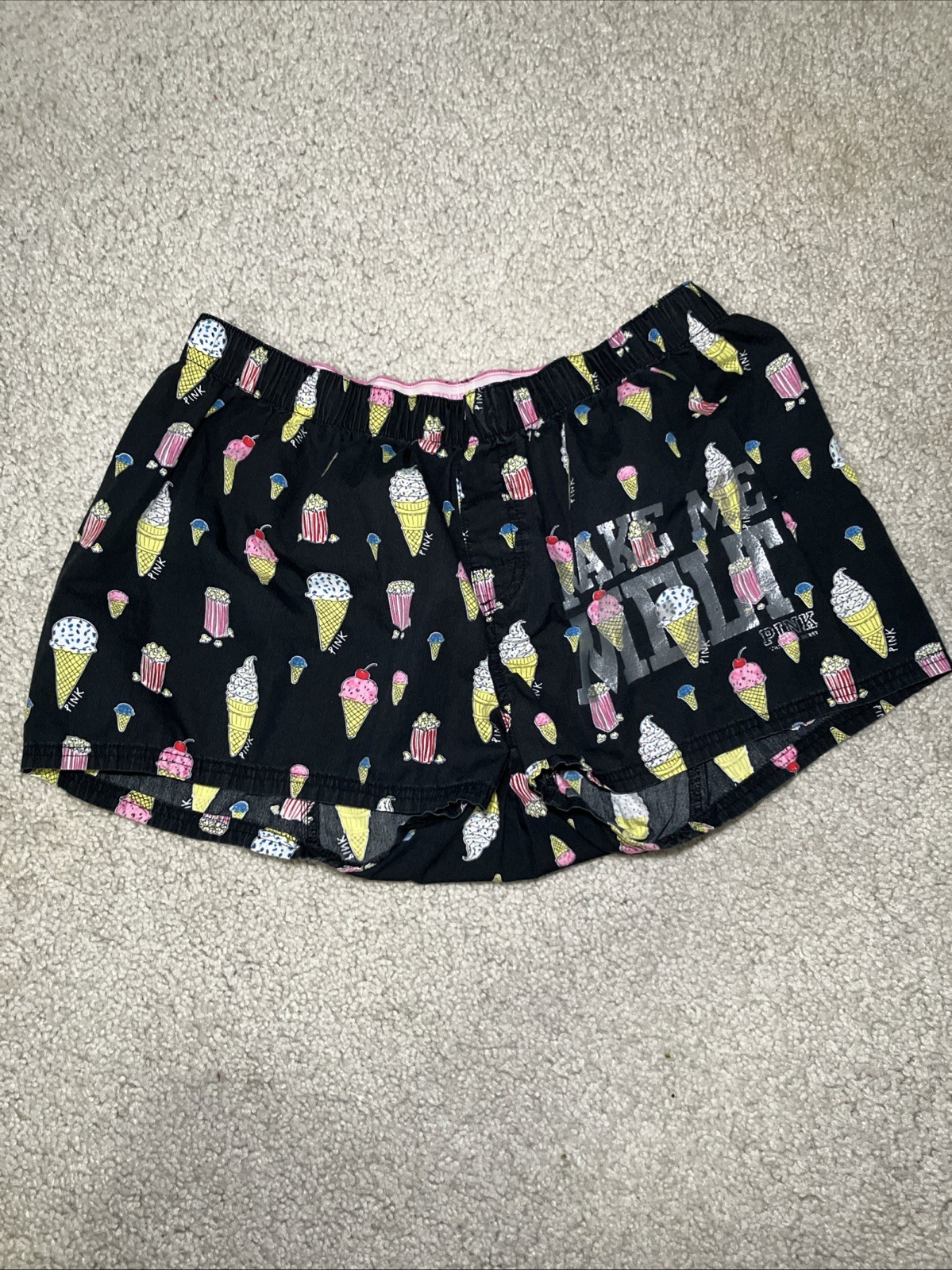 Y2K Victoria&rsquo;s Secret PINK « MAKE ME MELT » Boxer Sleep Shorts Small VTG