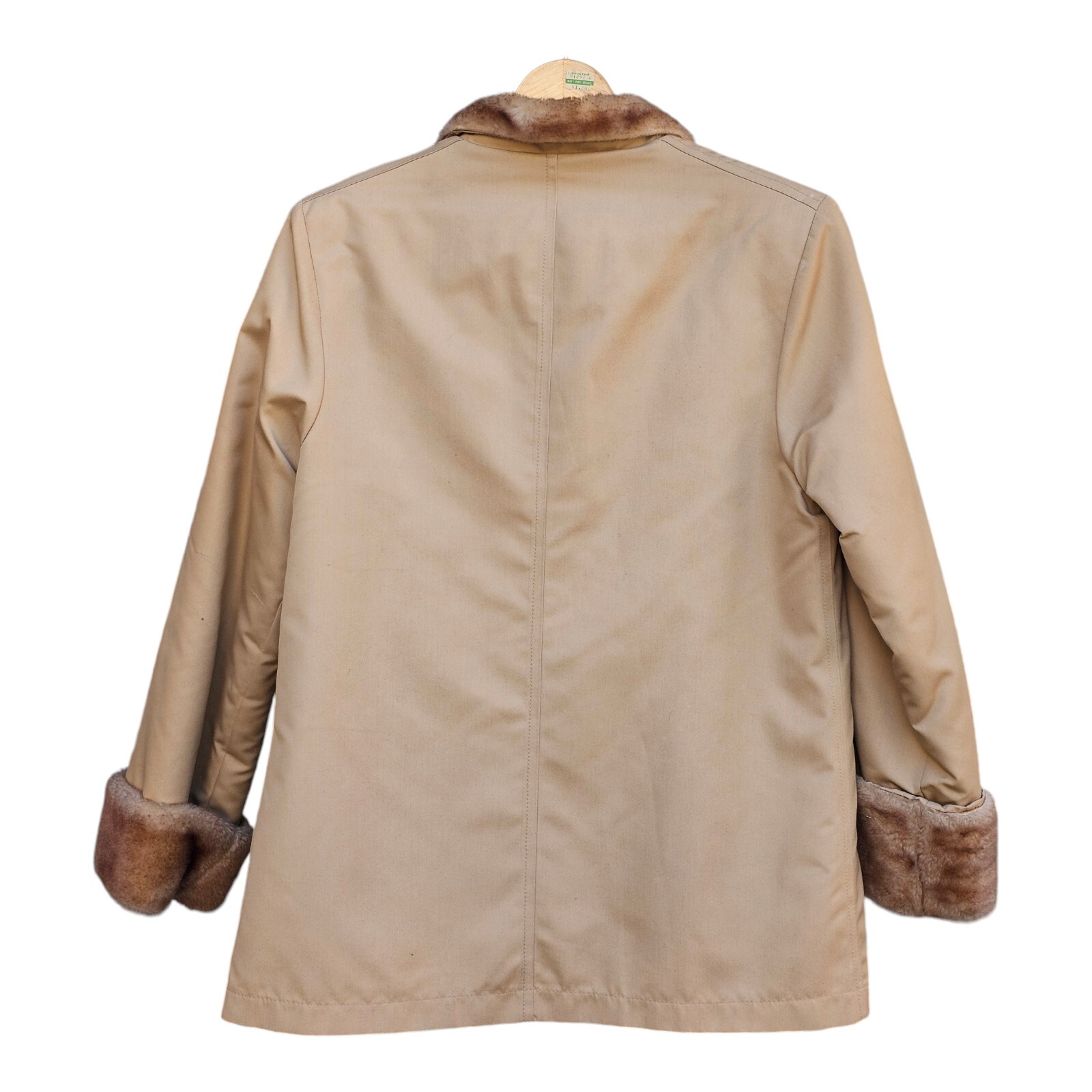 Vintage 70s Misty Harbour Jacket Tan Faux Fur Lined Thick Coat Womens Size 12