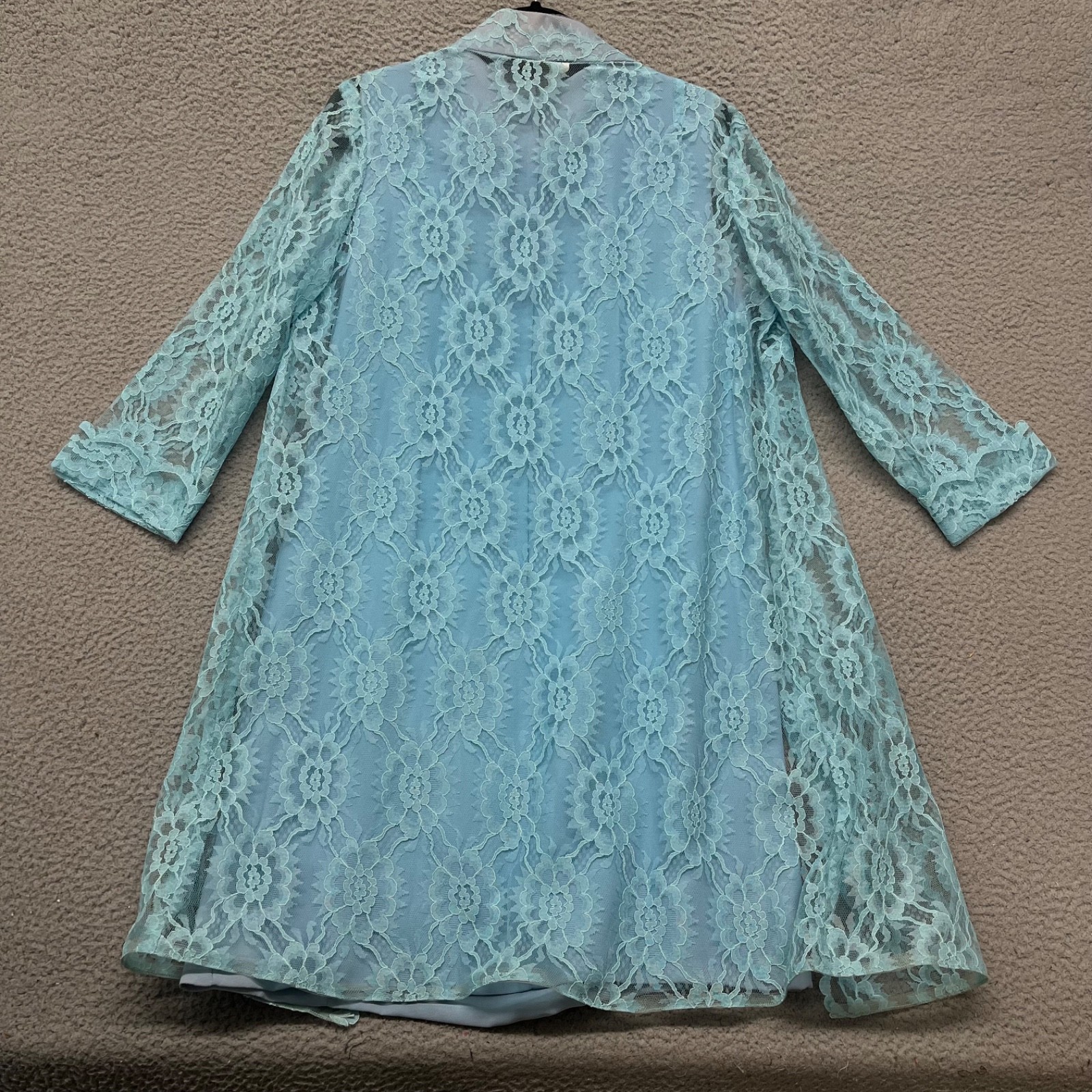 True Vintage Dress Womens 16 Baby Blue Lace Shift Sheer 60&rsquo;s 70&rsquo;s Retro Wedding
