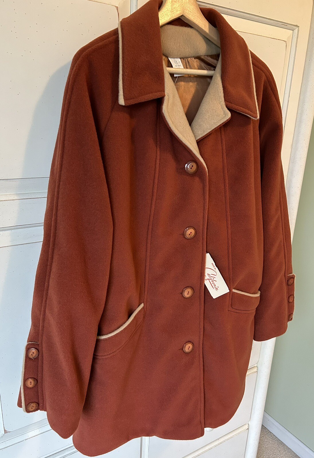 NOS VTG 1980s Orange Fleece Shell Lined Coat Sz 20.5 Cute + Cozy California