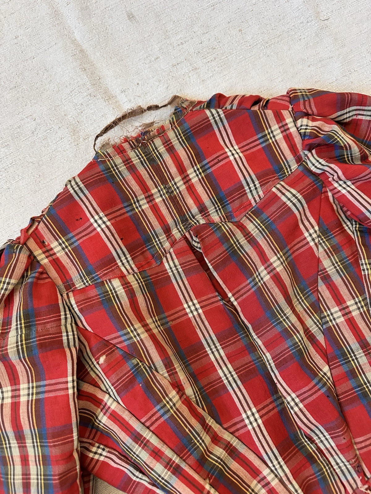 Victorian Antique 1880s Red Plaid Western Corset Top Jacket Womens XXS
