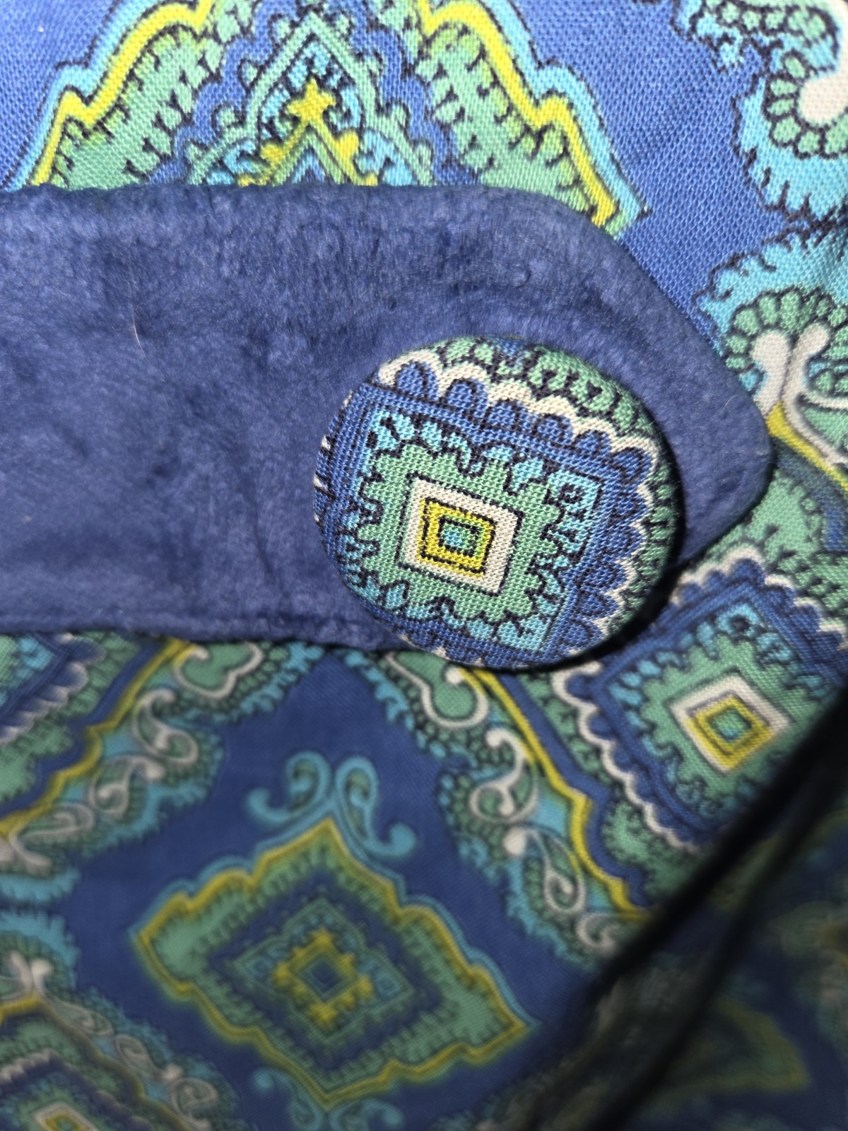 True Vintage 1960&prime; Mini Dress. Geo Pattern. Navy Turquoise. Velvet And Buttons.S