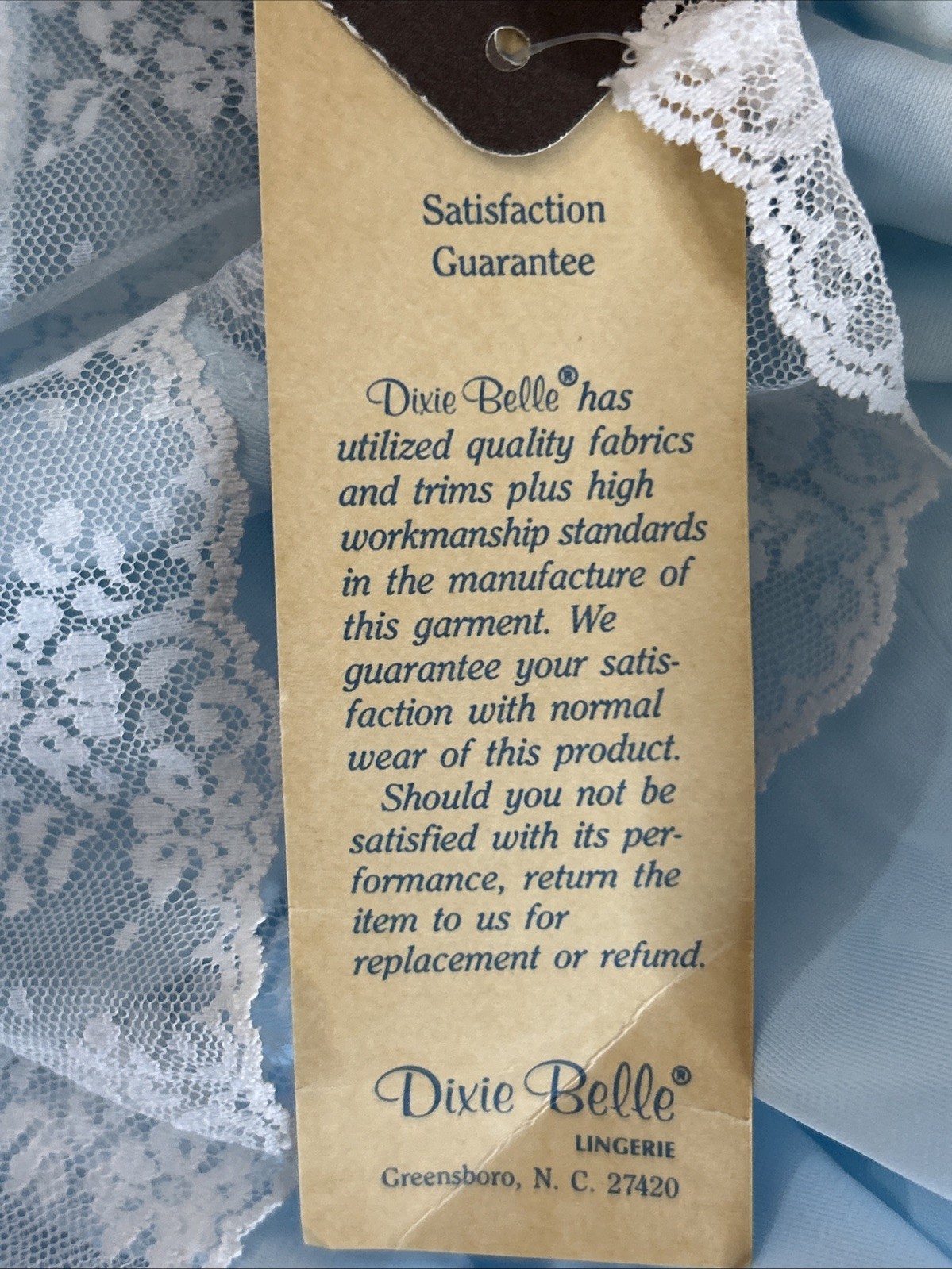 Vintage Dixie Belle Lingerie 70’s Baby Blue Satin Lace House Dress Gown Sexy NWT