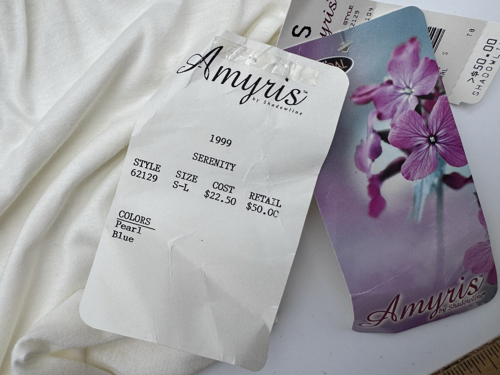 VTG Shadowline Amyris Pima Cotton Blend Nightgown, Sz S/M w/Tags Deadstock 90&rsquo;s