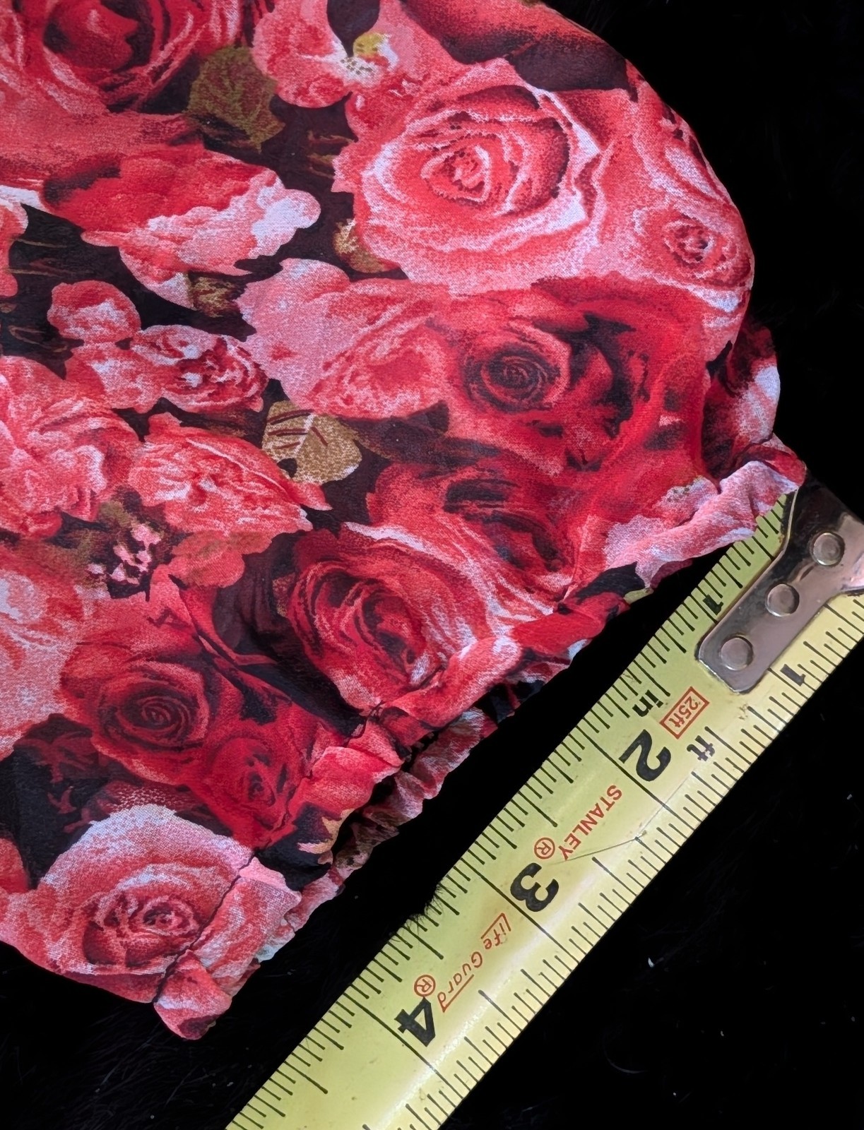 Romantic Red Rose Floral Chiffon Lined Midi Dress Empire Waist Scoop Neck