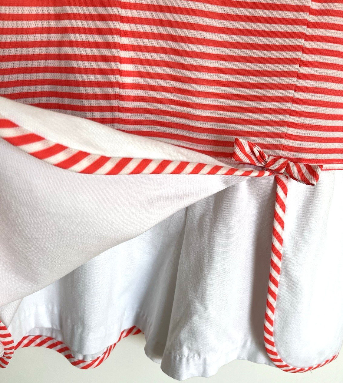 Vintage 1960s 70s Shift Dress Skort Orange White Stripe Shorts Handmade? READ