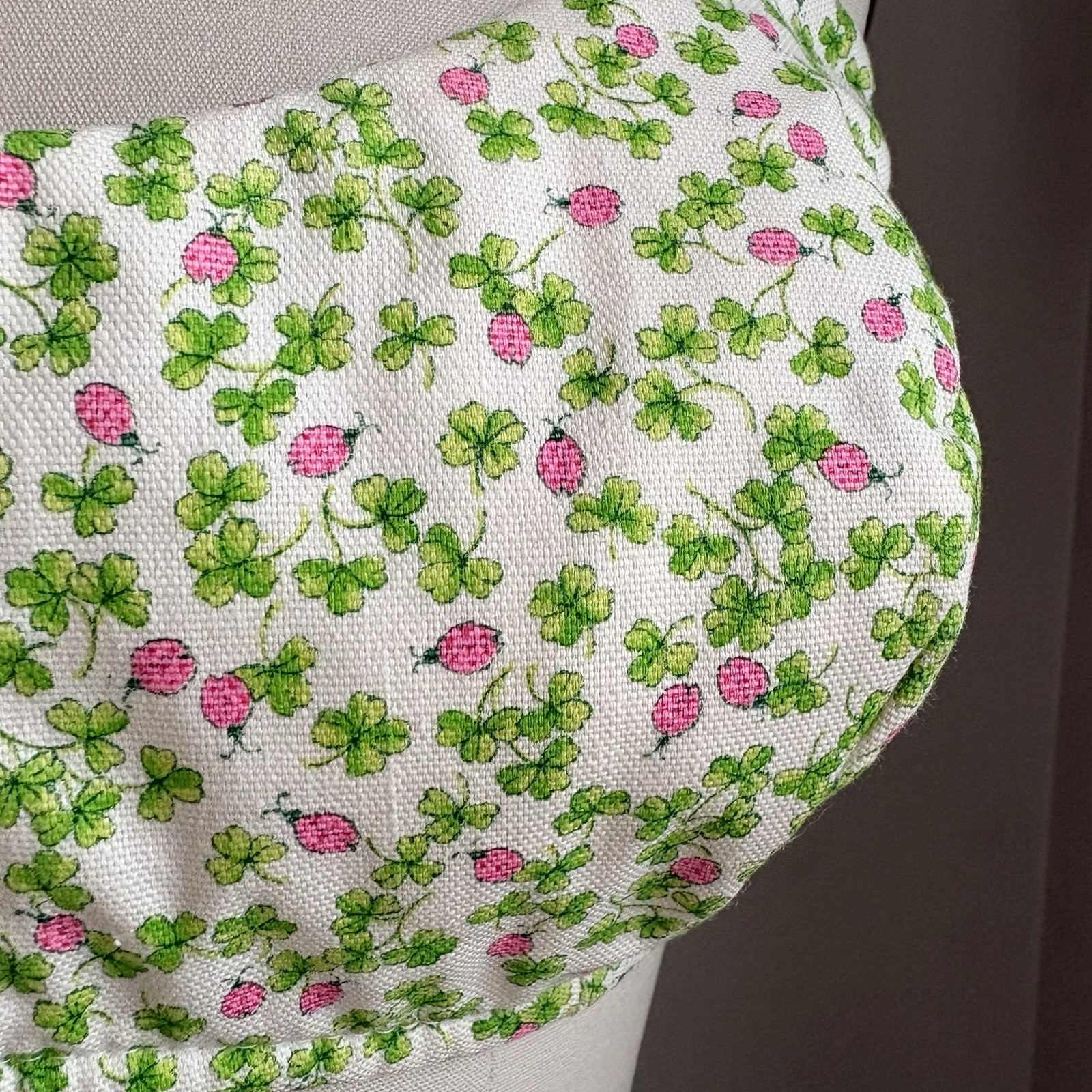 Vintage 1960’s Four Leaf Clover Shamrock & Pink Ladybug Bikini Halter Top XS