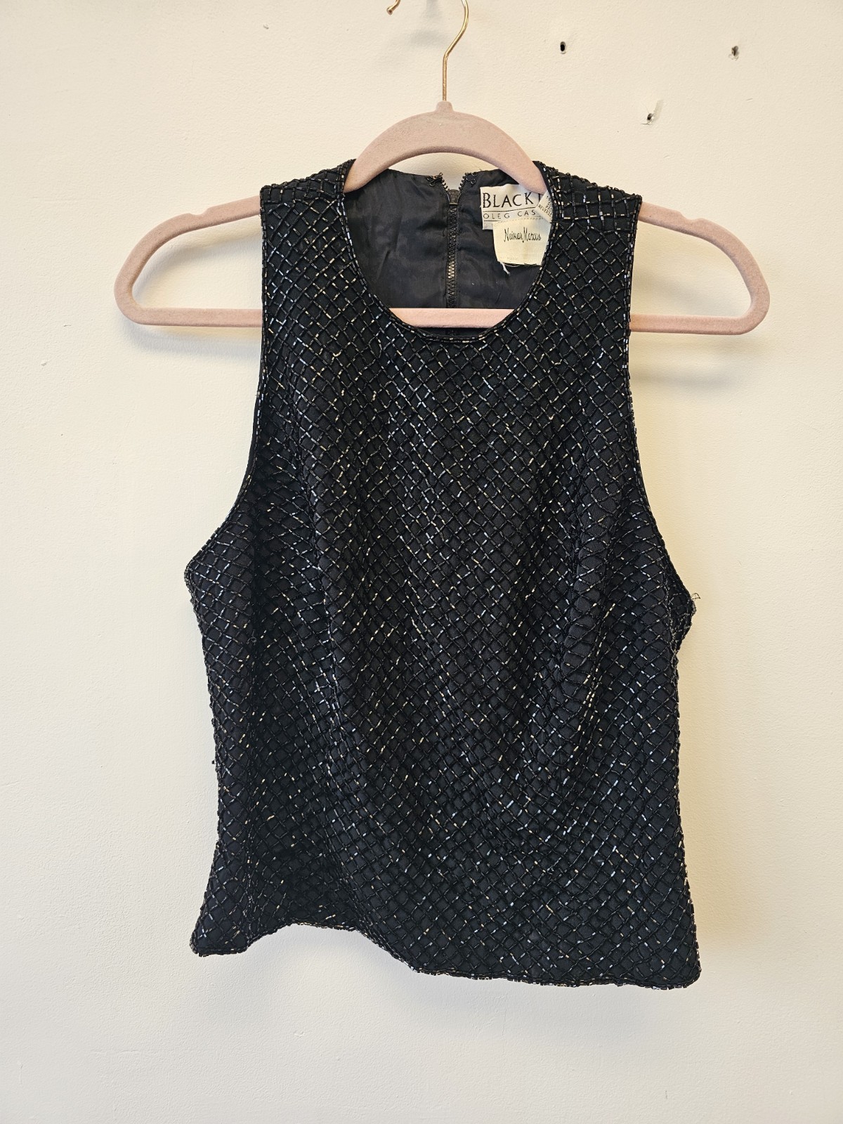 Black Tie Oleg Cassini Women&rsquo;s Black Top Neimann Marcus Evening Tank Size 10