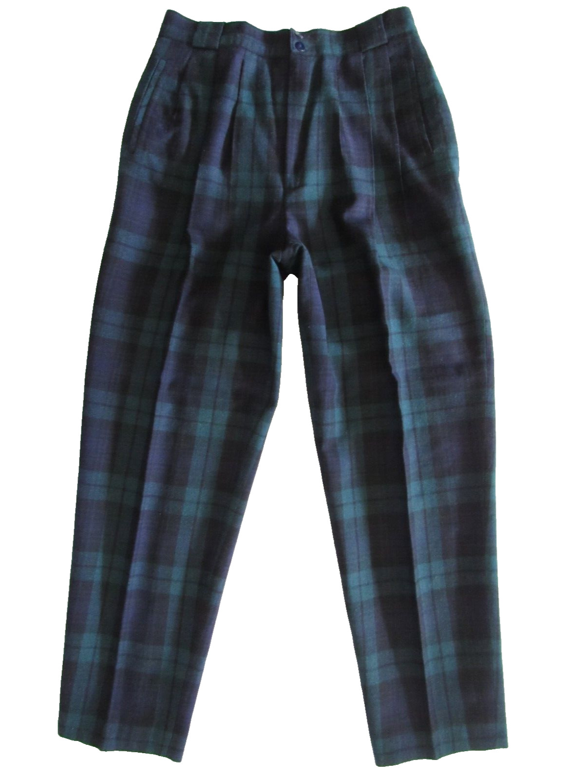 VTG collectible gold Giorgio Sant Angelo lined green tartan plaid pleat pant 14