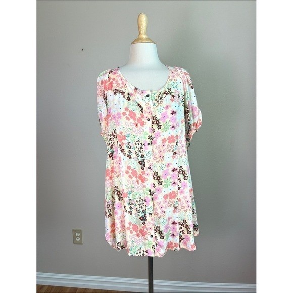 New FREE PEOPLE Small Vintage Combo Callie Printed Tunic Top/Dress Delicate Boho