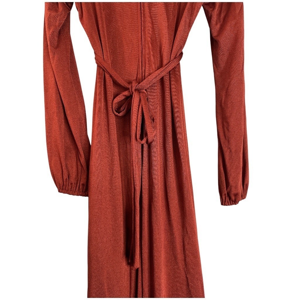 Vintage Roberta California Burnt Orange Rust Prairie Maxi Dress Lace Boho Small