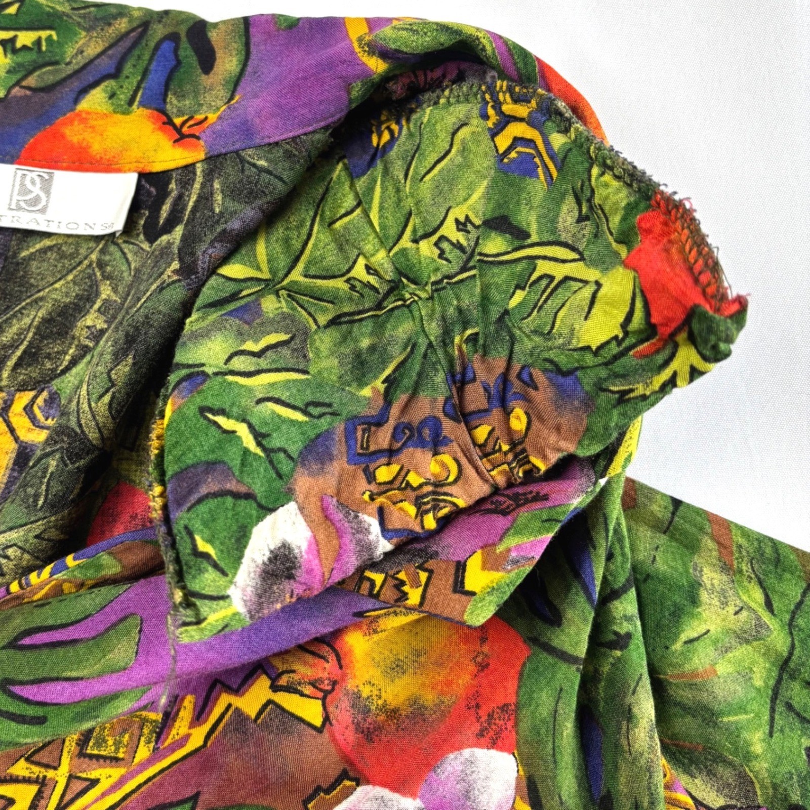 PS Illustrations Vintage Tropical Fruit Floral Cropped Jacket Purple Multicolor