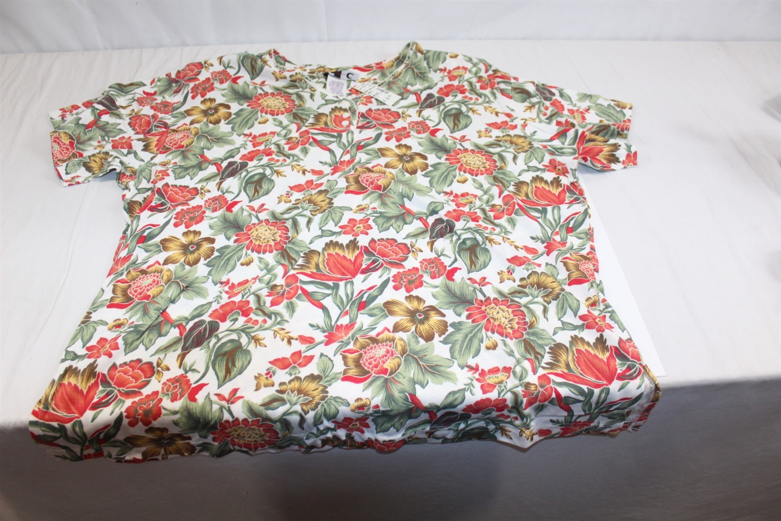 Blouse Padded Shoulders Bright Multi-Color Floral Retro Size 22/24 Women&rsquo;s