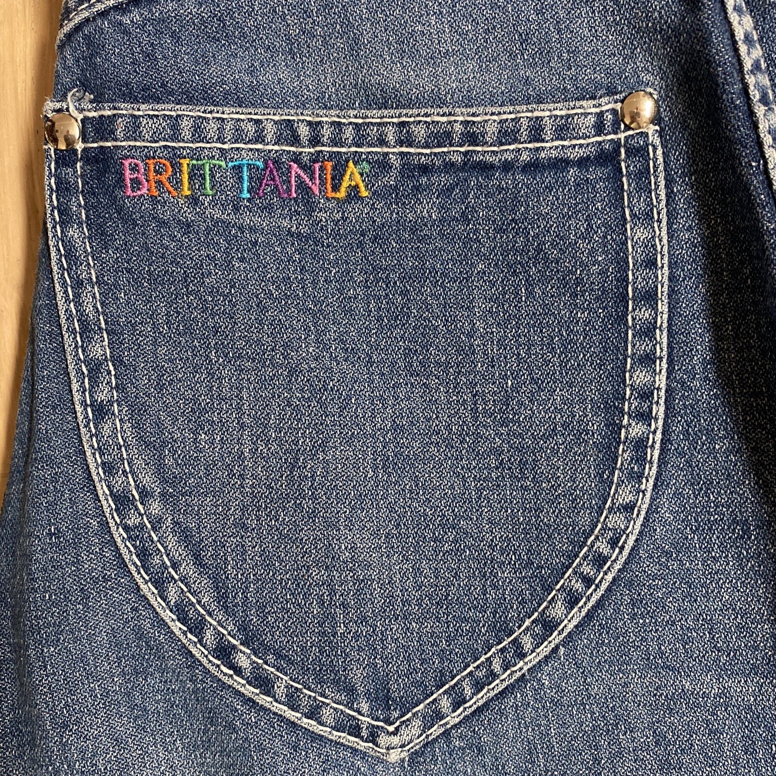 Vtg 70s High Waist Demin Pentimento Brittania Mom Embroidered Jeans Sz 5 6