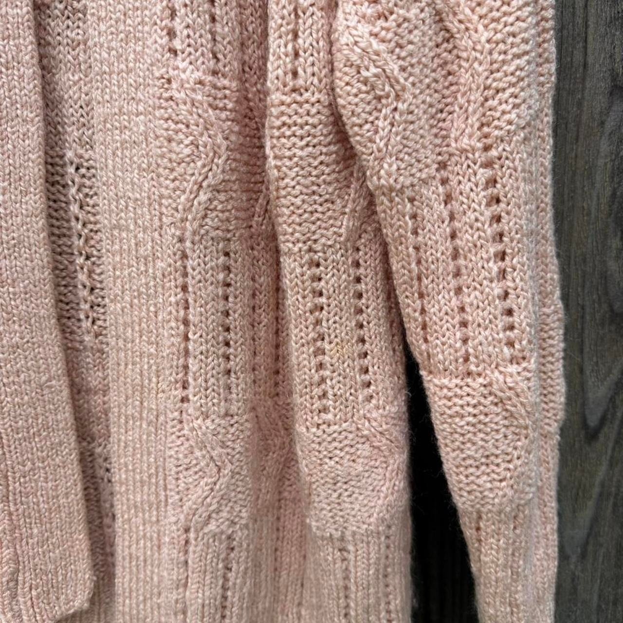 Vintage Partners Pink Cable Knit Sweater with Button Closure and Pockets