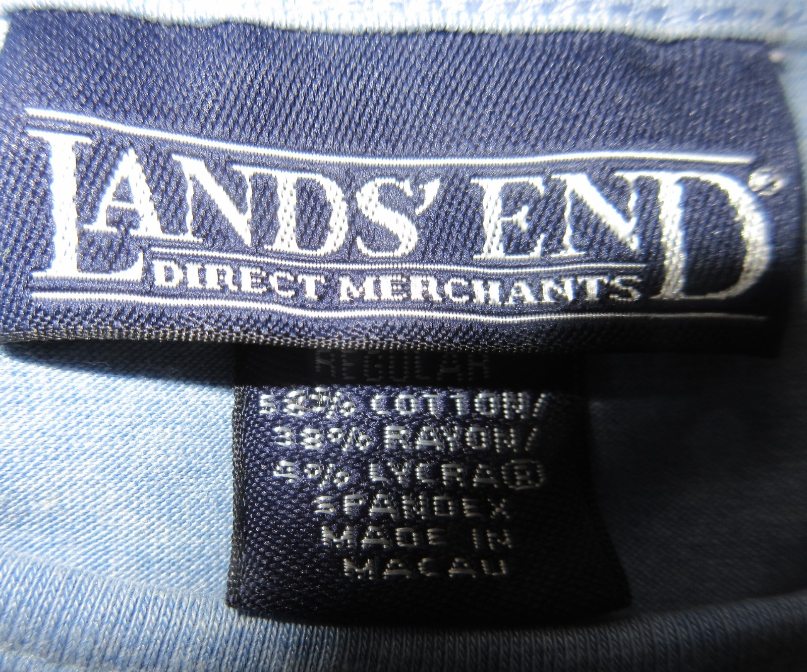LANDS&rsquo; END DENIM BLUE cotton rayon jersey style knit long night gown size 10/12