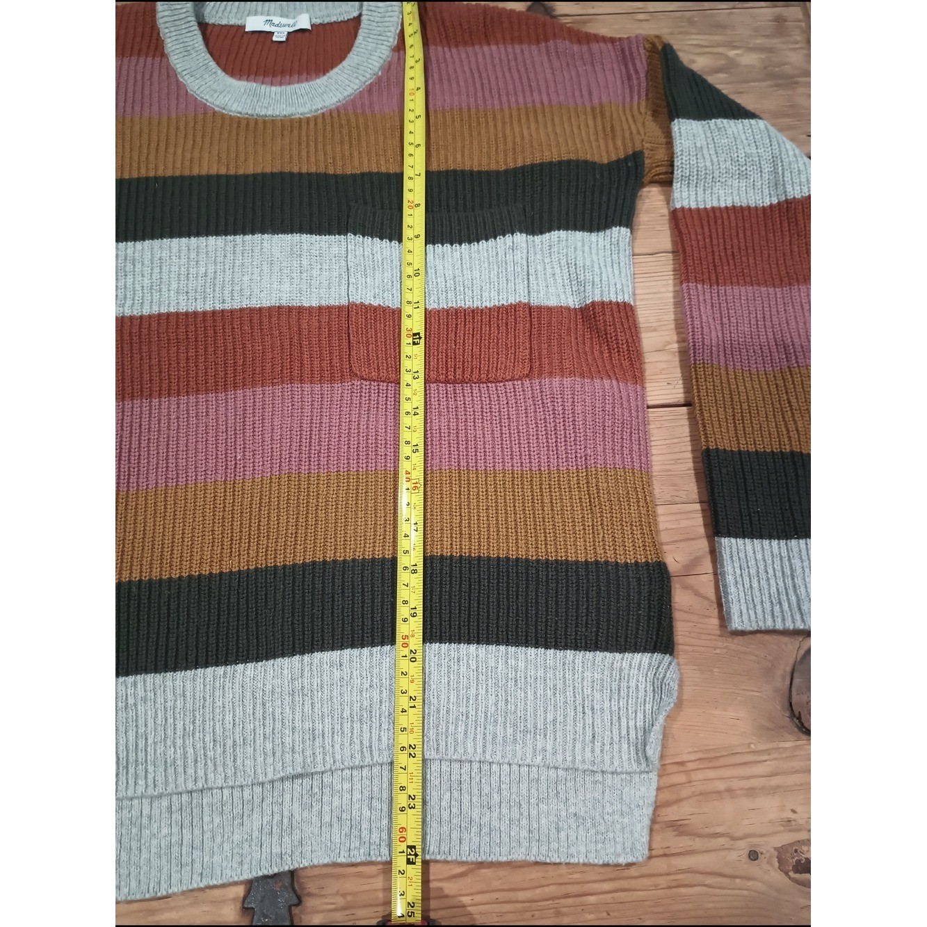 Madewell Thompson Pocket Pullover Sweater Earth Tones Retro XXS Preppy 90s