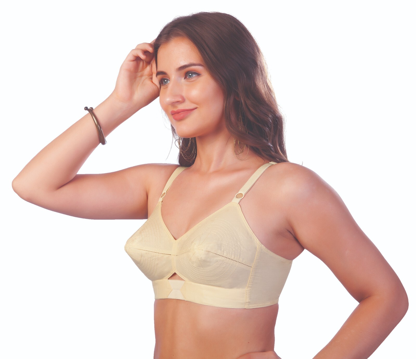 Padded Bullet Bra Organic Cotton – Vintage Retro Bra (Plus Size Available) Beige