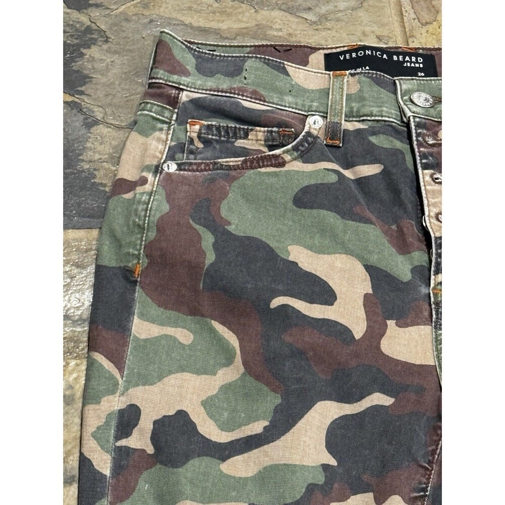 NWT $298 Veronica Beard Carly Kick Flare High Rise Jeans Camo Women&rsquo;s 26