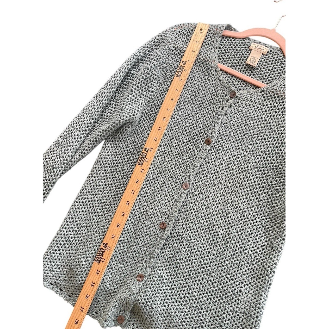 L.L. Bean Vintage Cottage core Open Knit Cardigan Woman Size Large cotton blend