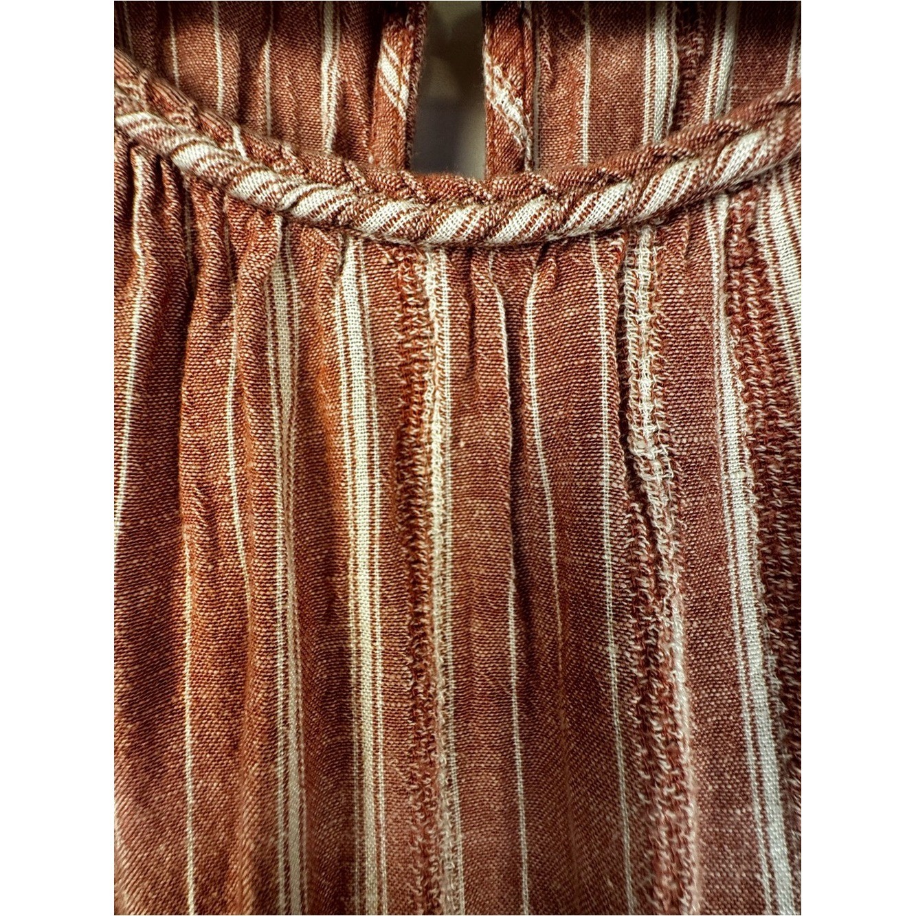 Old Navy Rust Striped Linen Blend Maxi Dress Medium Boho Cottagecore Summer