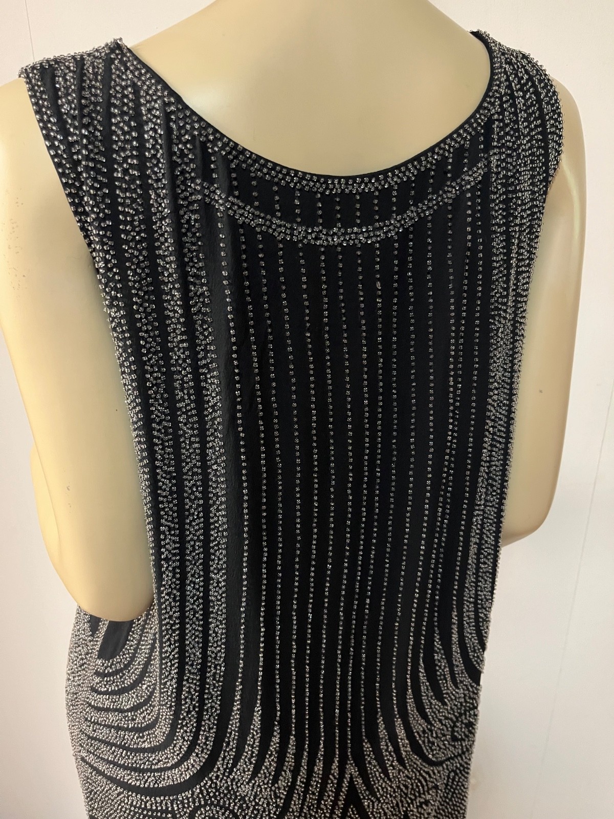 Vintage J Peterman 1920s Style Art Deco Beaded Silk Fever Dress Size 8 Bust 36-7
