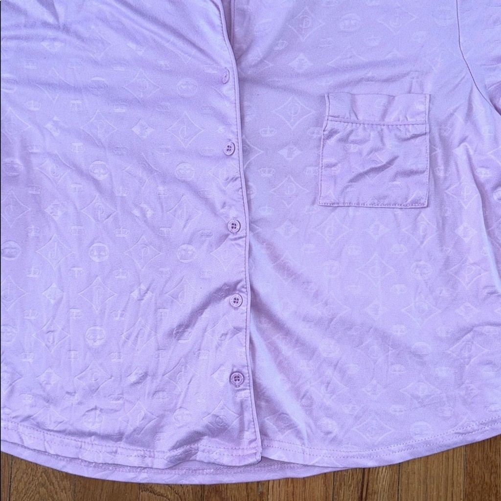 Juicy Couture Light Purple Button Down Sleepwear Shirt Size XL Vintage Velour