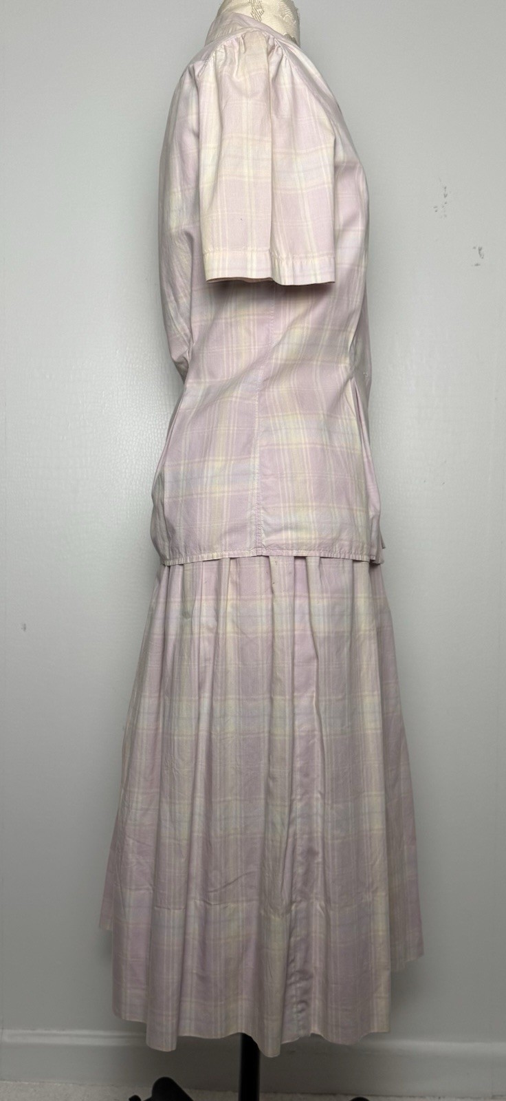Vtg F.R. Tripler 2 Pc Skirt Top Set 8 Lavender Plaid 40s Tea Dress S/M