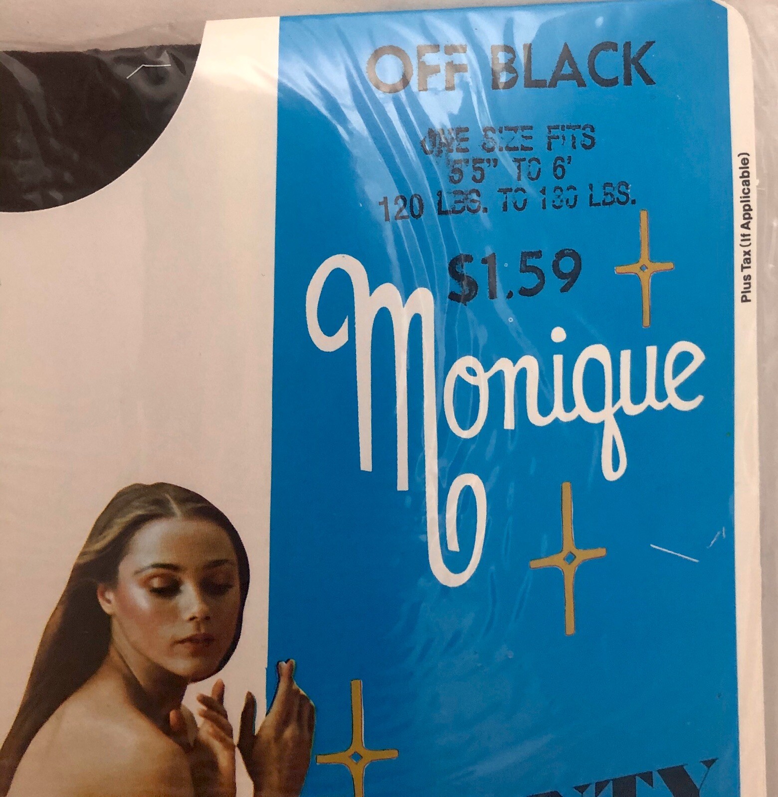 2 Pair Vtg Monique Sheer Off Black Extra Tall Nylon Panty Hose Stockings NOS