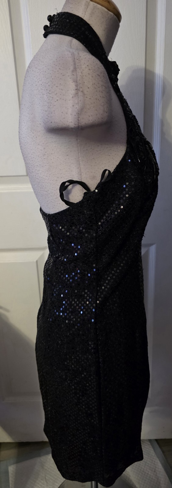 Bari Jai Vtg Sequins Halter Dress