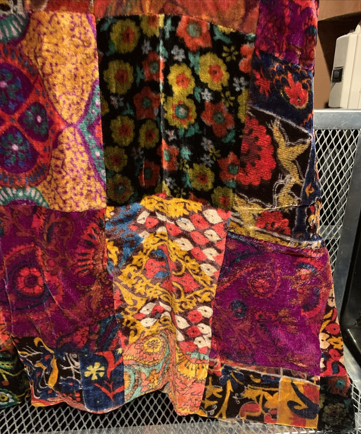 VINTAGE Vicky Vaughn Velvet Patchwork Long Skirt Gypsie Boho Hippy 70s 24&Prime; Waist
