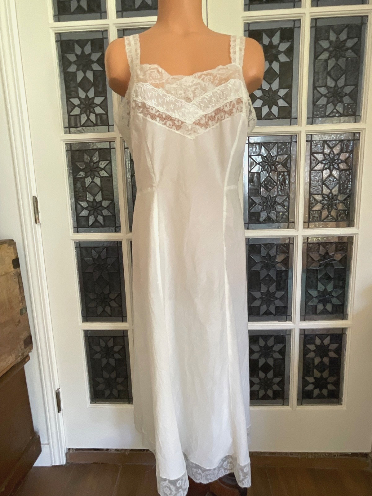 1950s Slip Dress Lace Trim Nightgown Bias Cut Lingerie Dress Barbizon Slip Gown