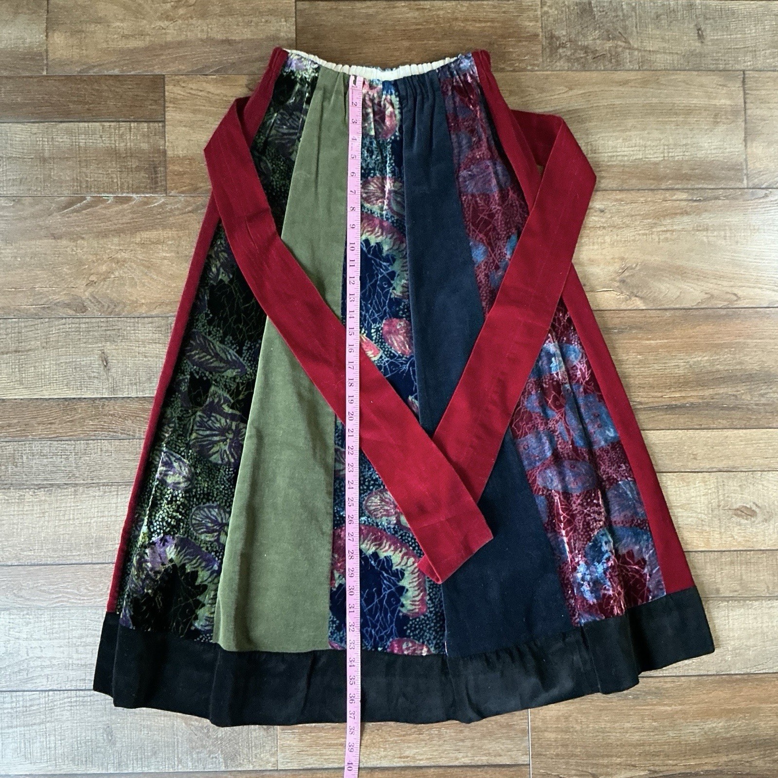 70s VTG Glen of Michigan Patchwork Velvet Maxi Skirt Size XS ILGWU USA Made 11D8