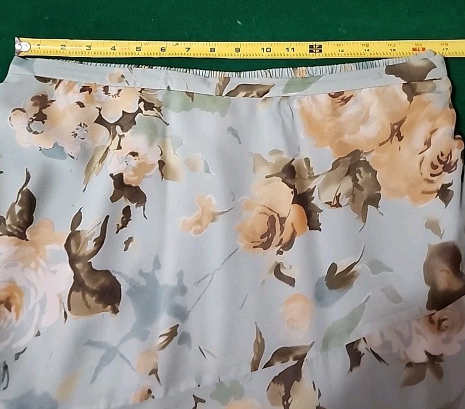 Vtg Adrianna Papell Womens Green Beige Floral Silk Top Asym Skirt Set Sz 16/18