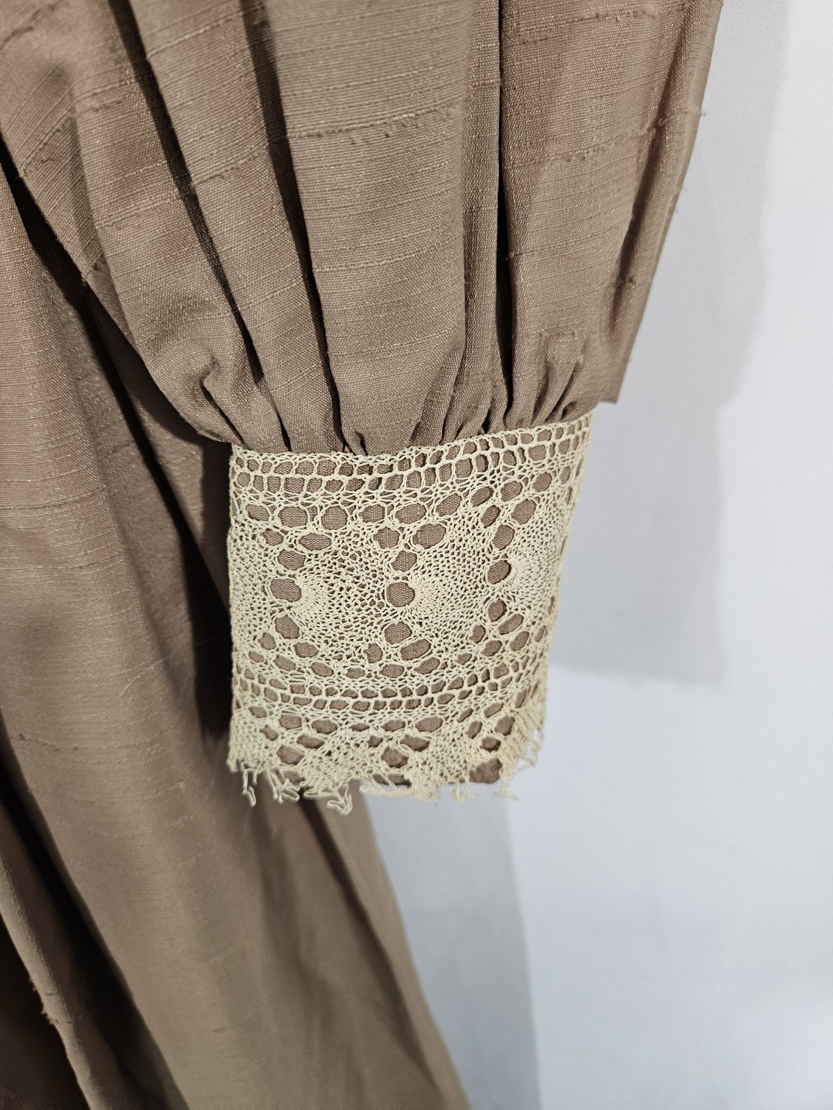 Vintage handmade crochet Lace embroidered dress reenactment theater Renaissance