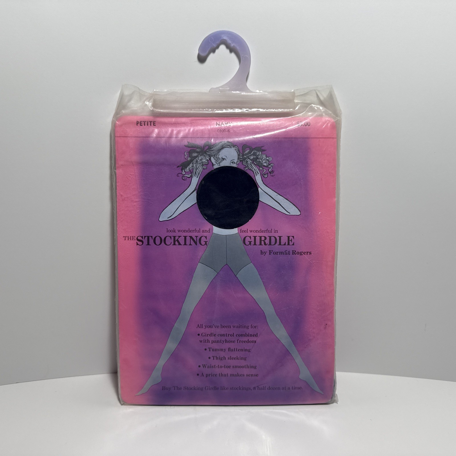 Vtg Formfit Rogers Stocking Girdle Petite Navy Tummy Control Pantyhose