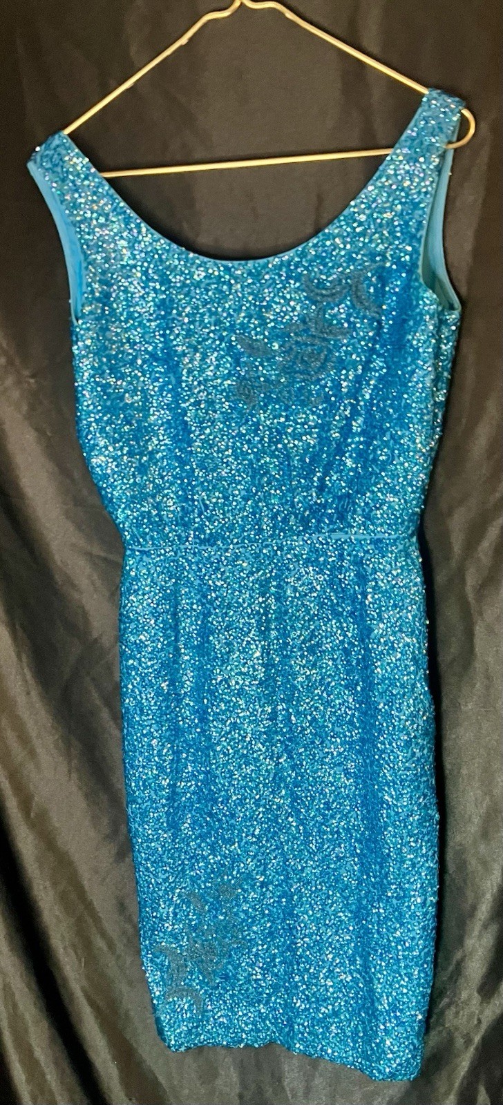 Bruce Arnold Beaded Sequined Silk Flapper Dress Size 12 Hong Kong 1950&rsquo;s Vintage
