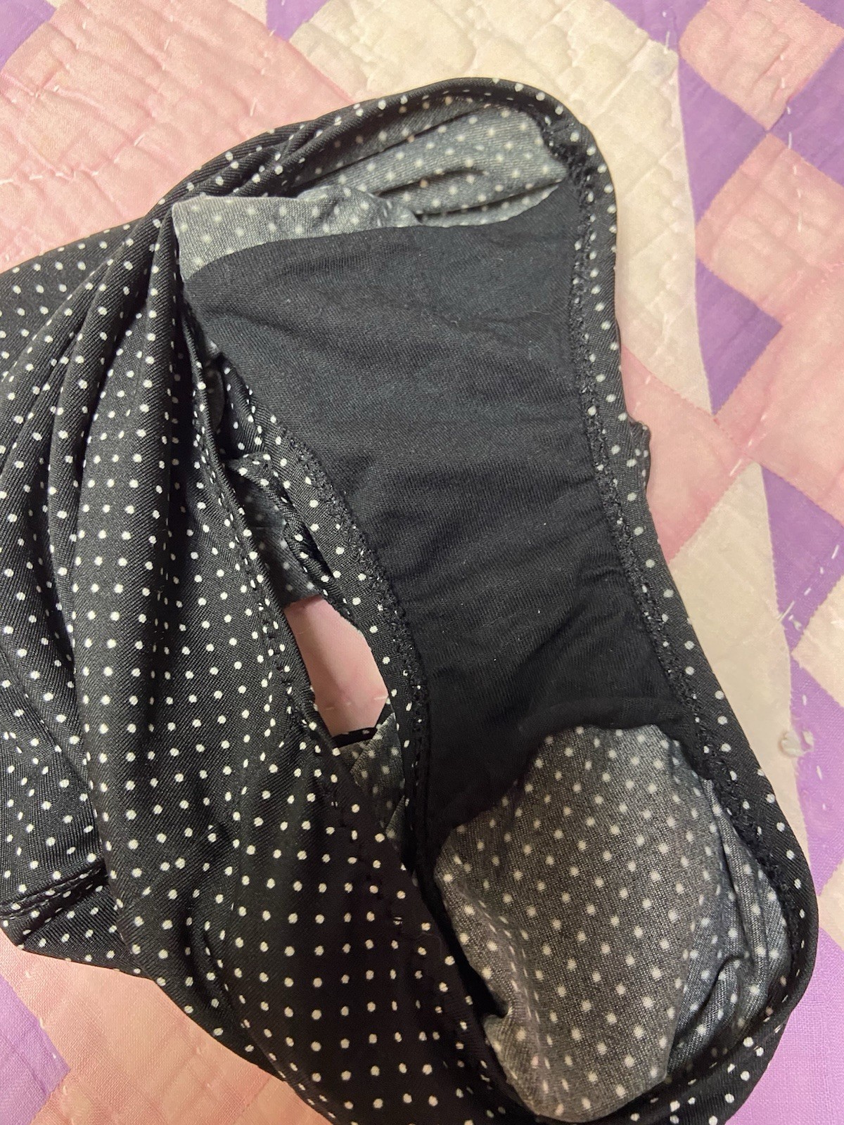 Warner’s L 7 Black & White Trim Polka Dot Bikini Panties