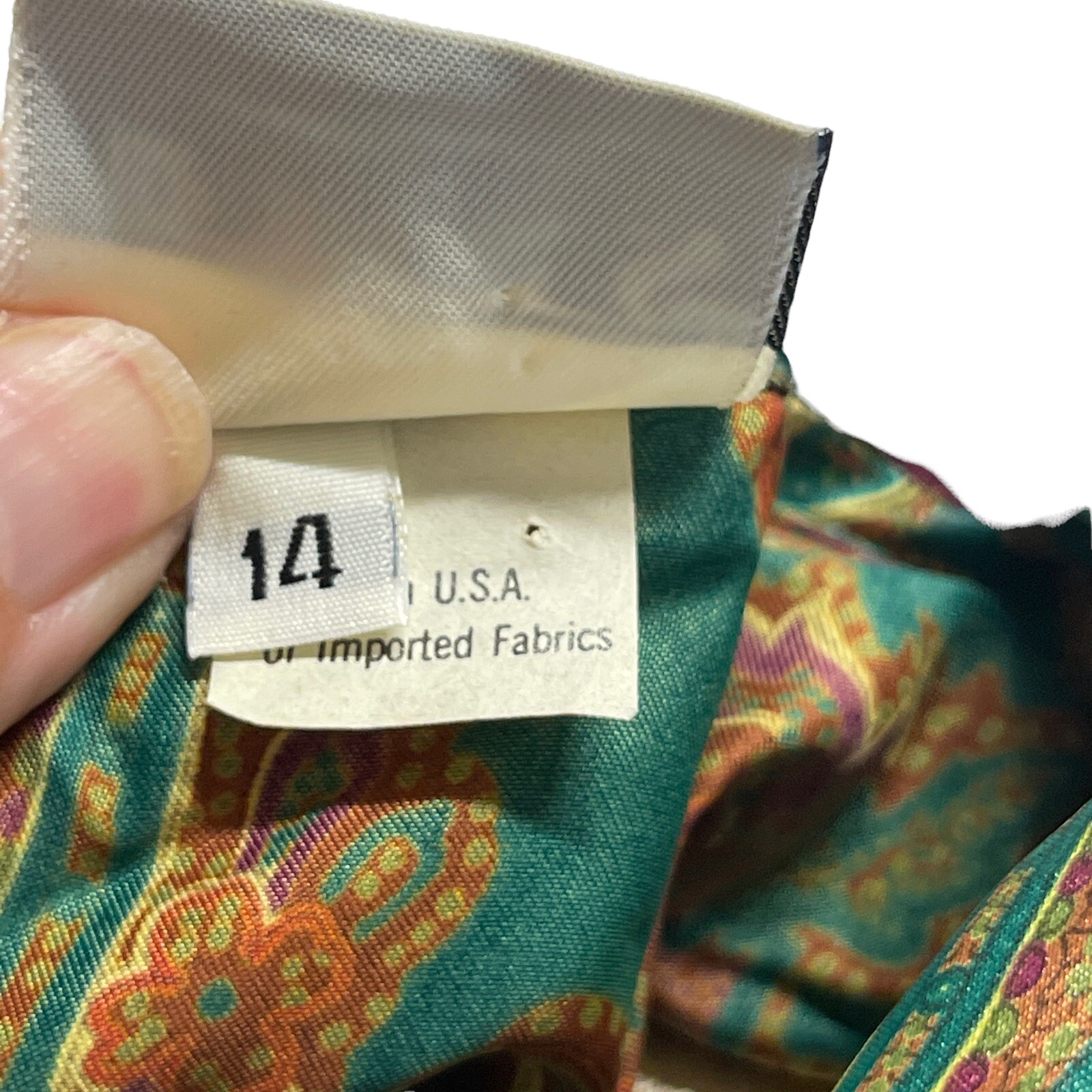 Russ Vintage Blouse Womens Sz 14 Neck Tie Business/Classy, Shoulder Pads Buttons